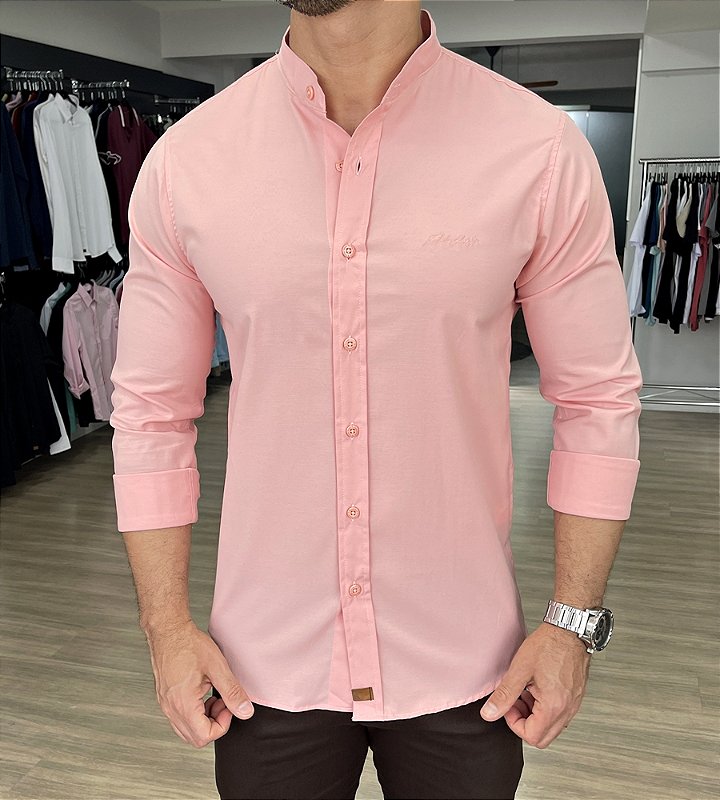 Camisa Gola Padre Slim Fit Essential Preto - Moda Masculina