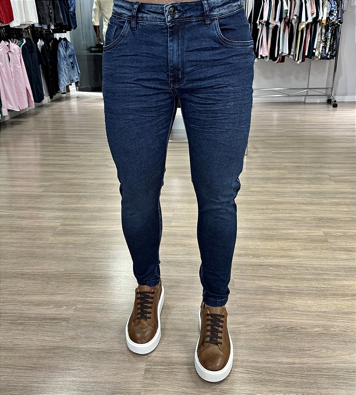 Calça jeans elastano masculina sport fino DJK