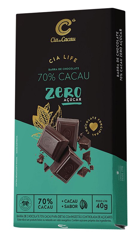 BARRA 70% CACAU SEM AÇÚCAR 40G - Planeta Bombom