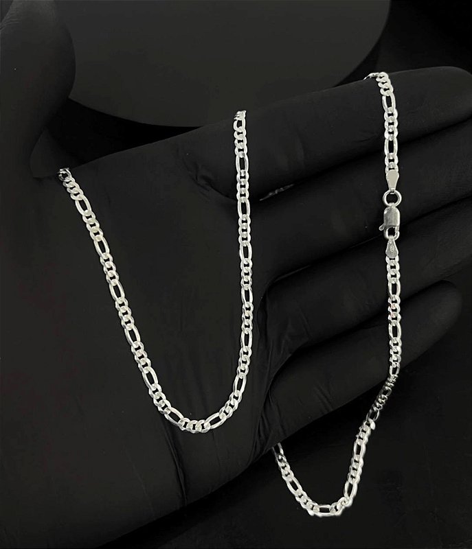 CORRENTE 3MM ELO 3X1 70CM EM PRATA 925