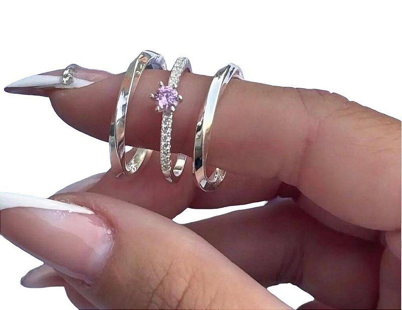 Aliança Sublime 2,5mm com solitário em Prata 950
