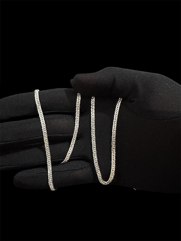 CORRENTE 3MM ELO DUPLO GRUMET 60CM EM PRATA 925