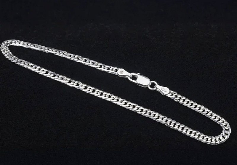 PULSEIRA MASCULINA ELOS DUPLO GRUMET 3MM EM PRATA 925