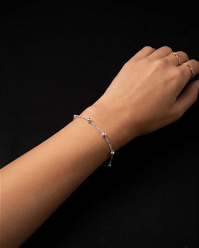 PULSEIRA DE BOLINHAS EM PRATA 925