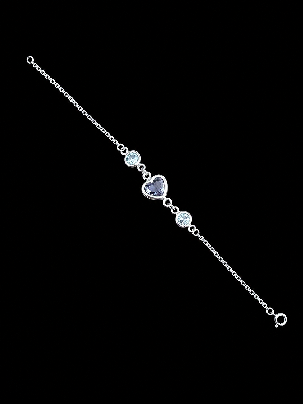 PULSEIRA CORAÇÃO ROSA CLARO PONTO DE LUZ EM PRATA 925