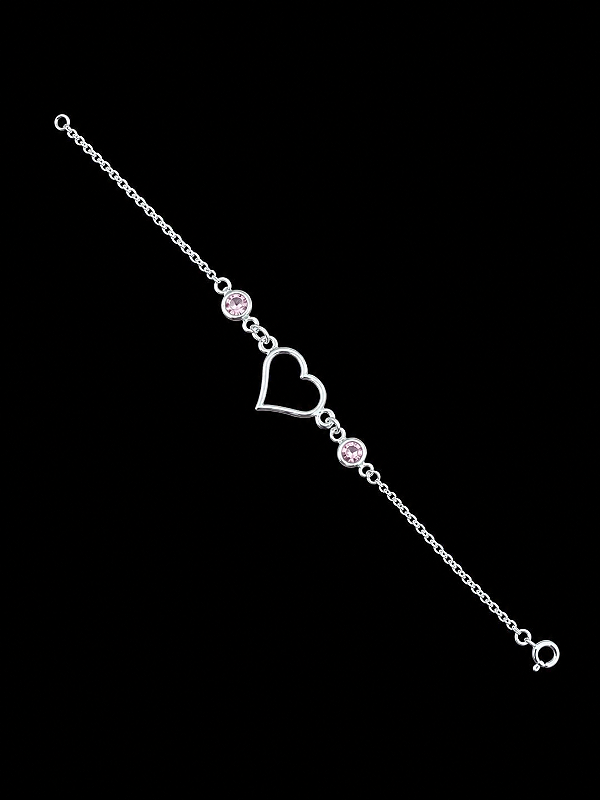PULSEIRA CORAÇÃO VAZADO EM PRATA 925