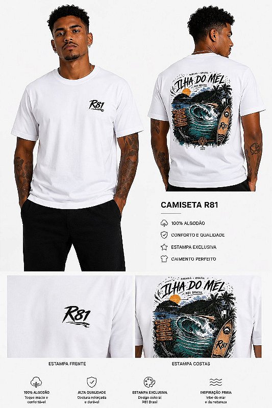 Camiseta Masculina Ilha do Mel Branca