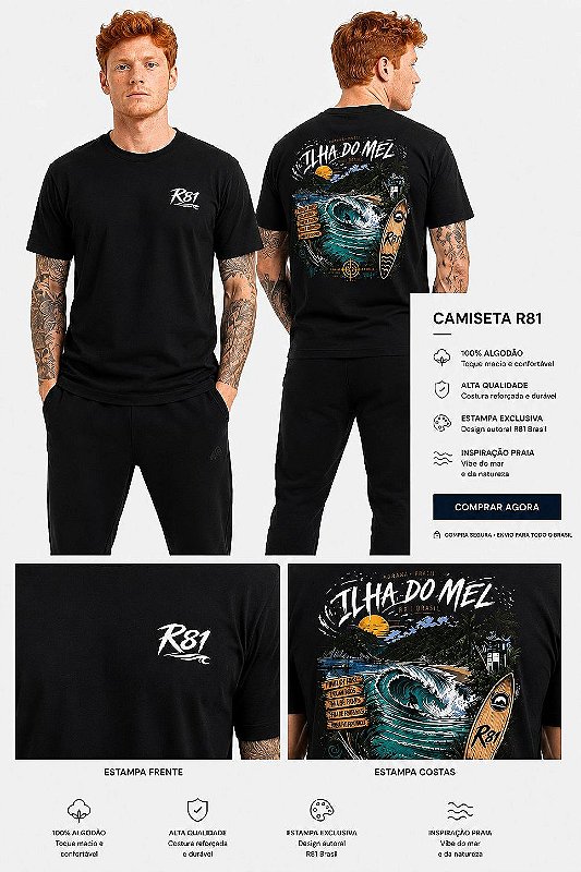 Camiseta Masculina Ilha do Mel Preta