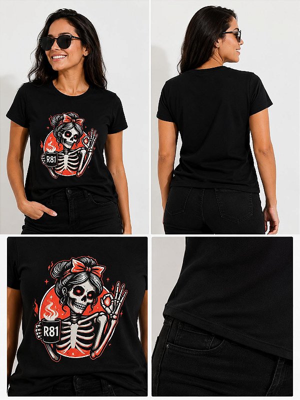 Camiseta Baby look caveira