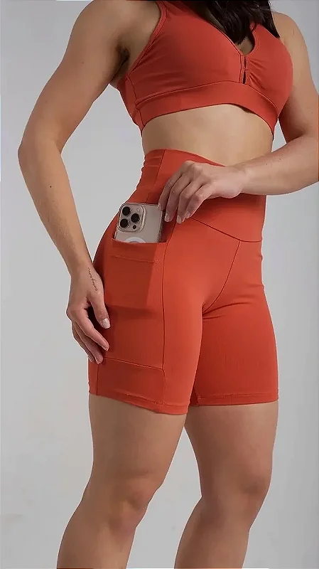Short Ciclista poliamida Feminino com Bolso Lateral