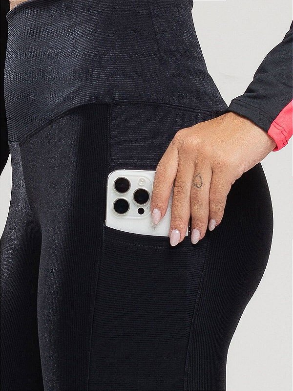 Calça Legging com Bolso Canelada Premium Zero transparência