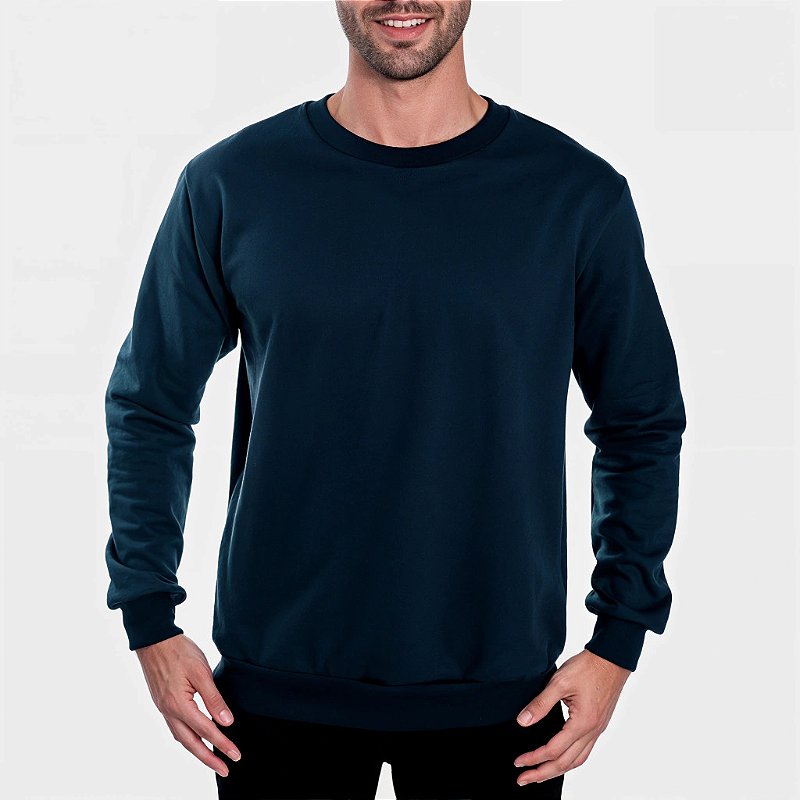 Moletom Gola Redonda 50% Algodão Preto