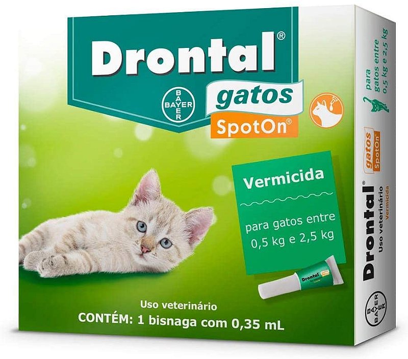Vermifugo para Gatos Drontal Spot On 0 5kg a 2 5kg Bayer Puppyshow Clinica Veterinaria e Pet Center