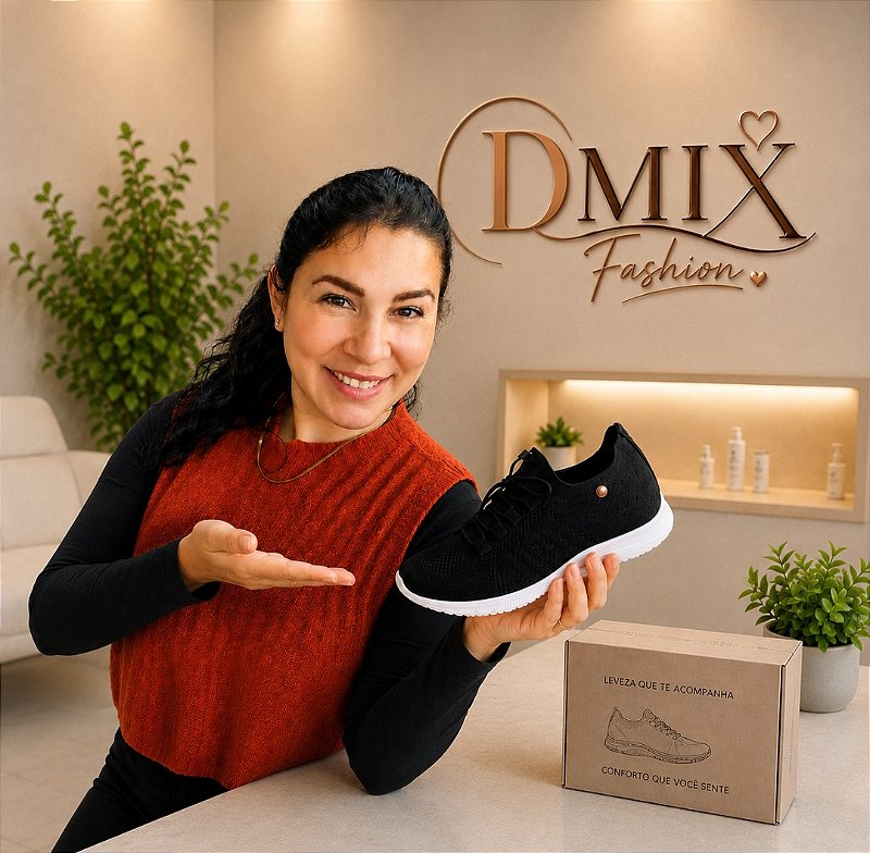 Tênis Feminino Malha Preto Confortável