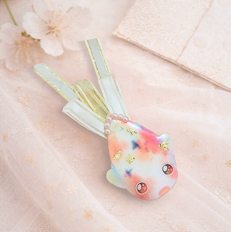 Presilha de Cabelo Koi Omamori Charms Carpa Japonesa