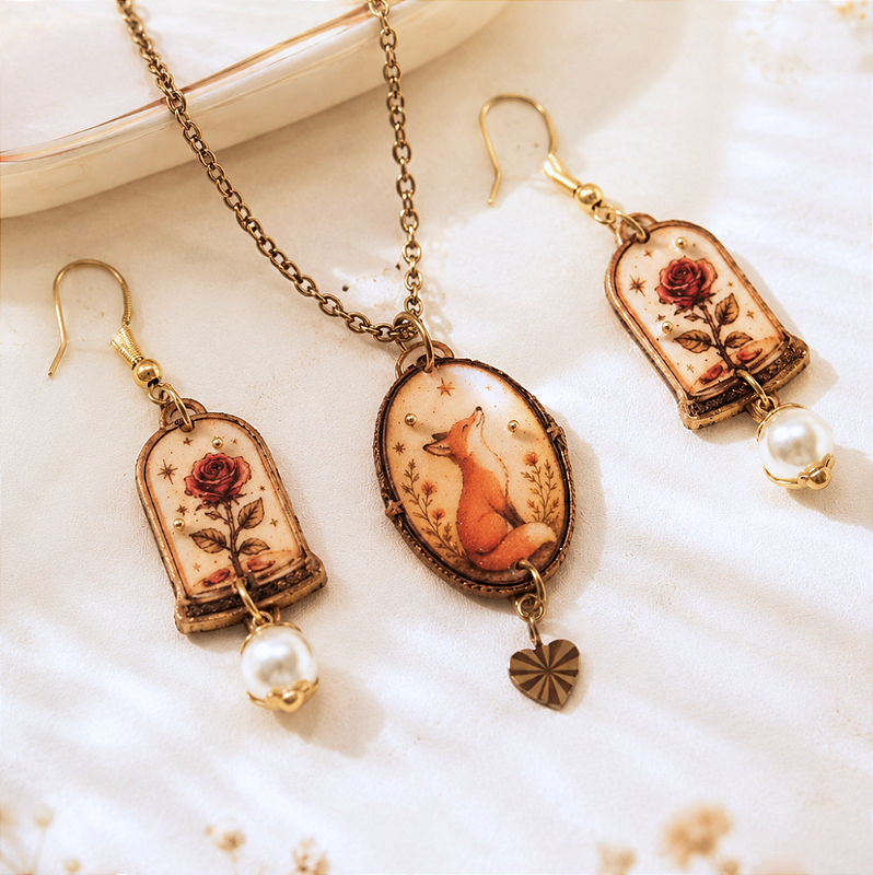 Kit Colar e Brincos Cativar | Omamori Charms | O Pequeno Príncipe