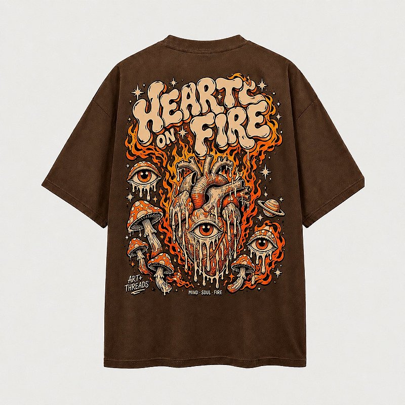 Camiseta Oversized Hearts on Fire Artthreads