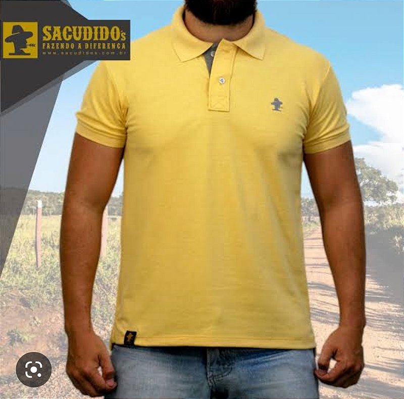 Pólo Sacudido's Amarelo/Preto DiGoias Store