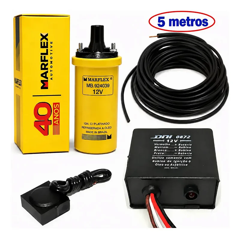 Kit Choque Em Boi 12v Bobina Marflex + Rele+ Botão+cabo 5m