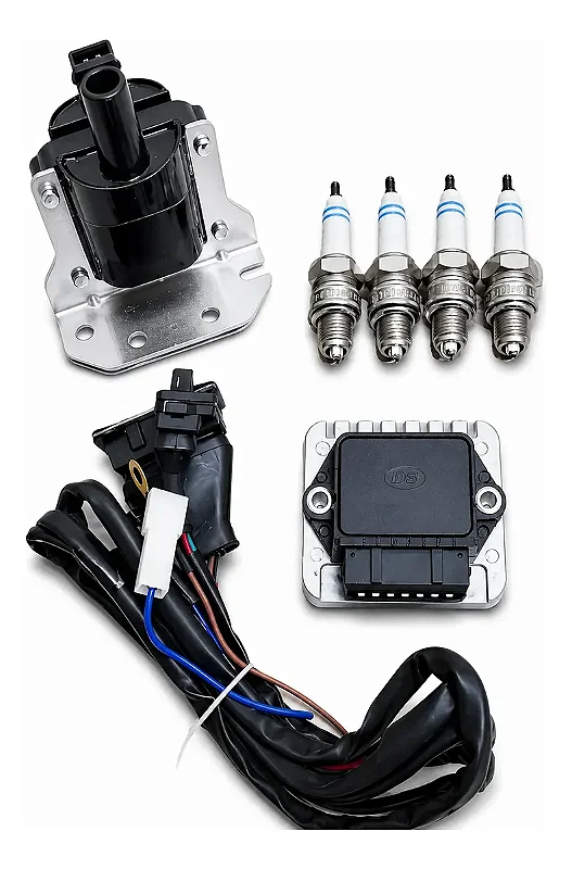 Kit Sensor Hall Vw Fusca Módulo Chicote Bobina + Velas Bosch