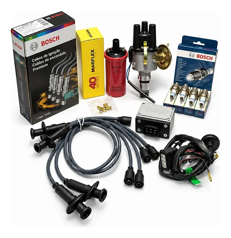 Kit Fusca Ignição Eletronica Bobina Velas E Cabos Bosch Novo
