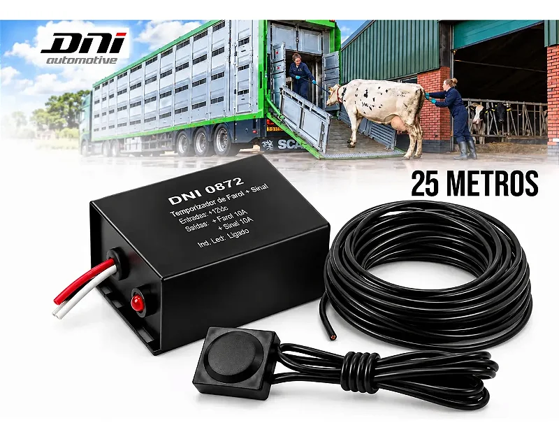 Kit Choque Animal Boi Rele + Botão + Cabo Dni 25 Metros Dni