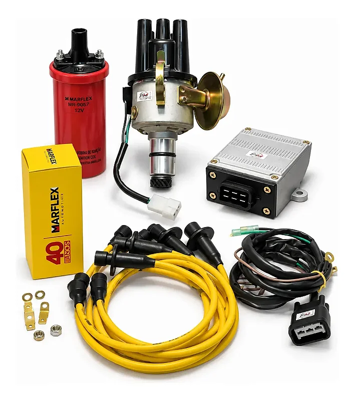 Kit Ignição Completo Vw Kombi Fusca + Cabo De Vela Amarelo