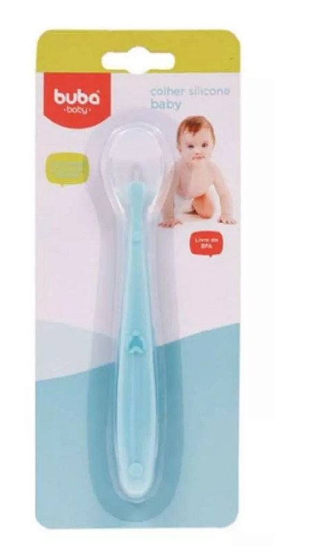 Colher Silicone Baby Azul Buba Cia Bebe