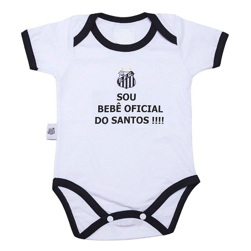 Body Santos Manga Curta Com Frase Sou Bebê Oficial Do Santos Cia