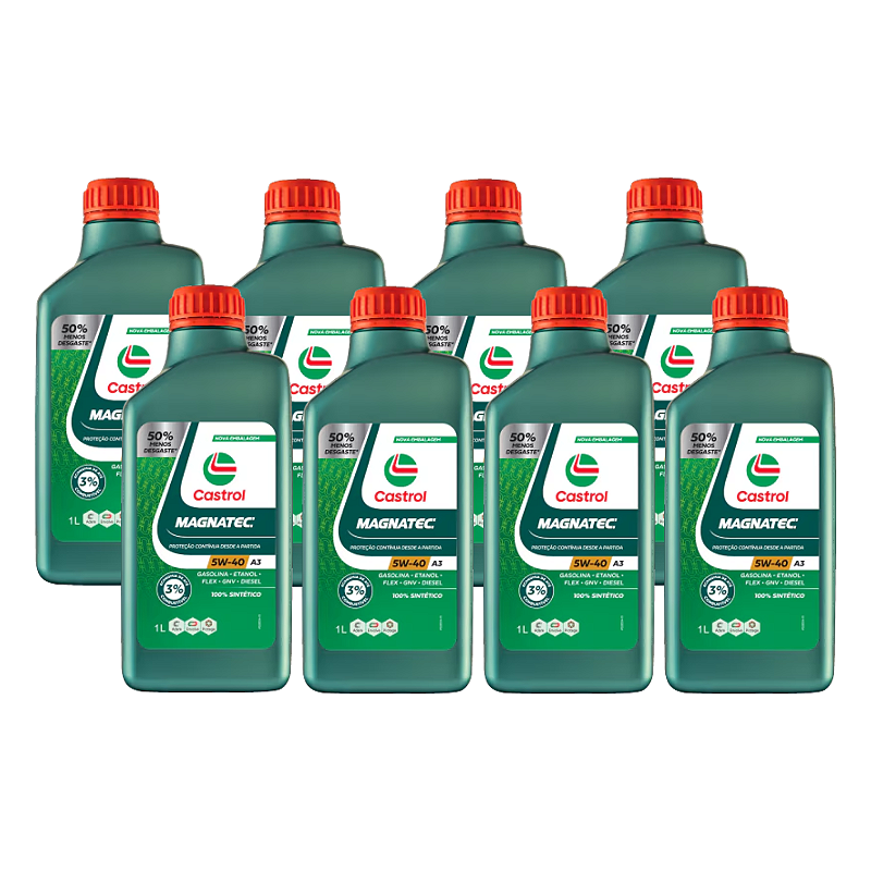 Kit 8 Litros Castrol Magnatec 5w40 Sintético Vw 502 505 - Troca de Óleo ...