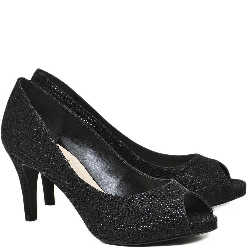 Peep Toe Salto Médio - Tecido Preto Brilho - 62002 - Sapatos, bolsas e  acessórios femininos - Carolina Martori