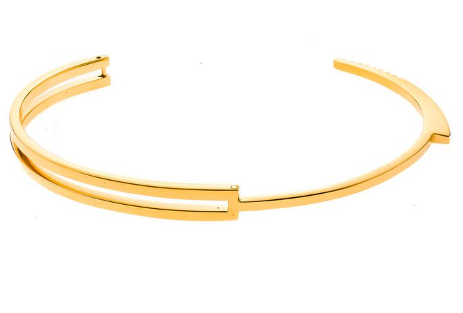 Bracelete masculino de aço inoxidável modelo algema dourado