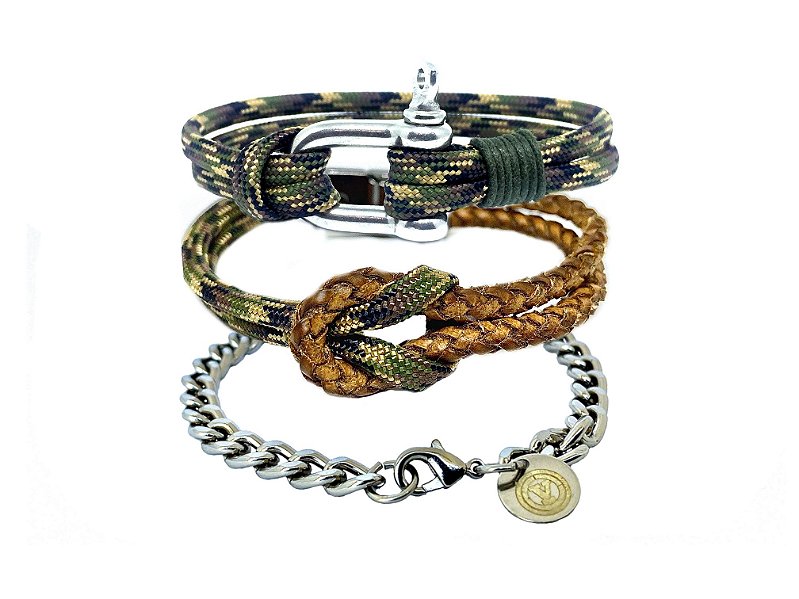 Kit 3 Pulseiras Masculinas Havana