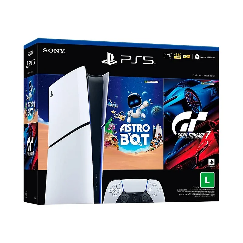 Console Sony PlayStation 5 Slim, Edição Digital, SSD 1TB, Controle
