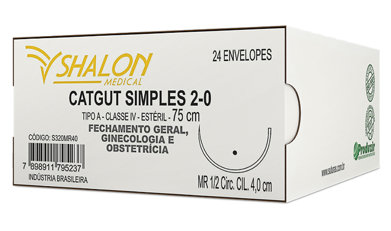 Fio de Sutura Absorvível Catgut Simples 2-0 Shalon - Equipamentos ...