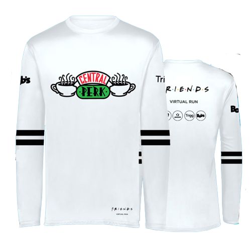 Camiseta FRIENDS Central Perk Manga Longa Branca em Poliester Mania de Corrida