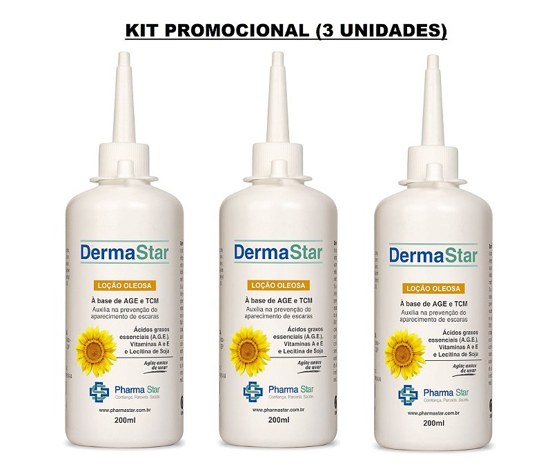 Kit Dermastar Oleo Girassol C/ 3 Unid De 200ml - Fármaco Pharma I Saúde e  cuidado para toda a família