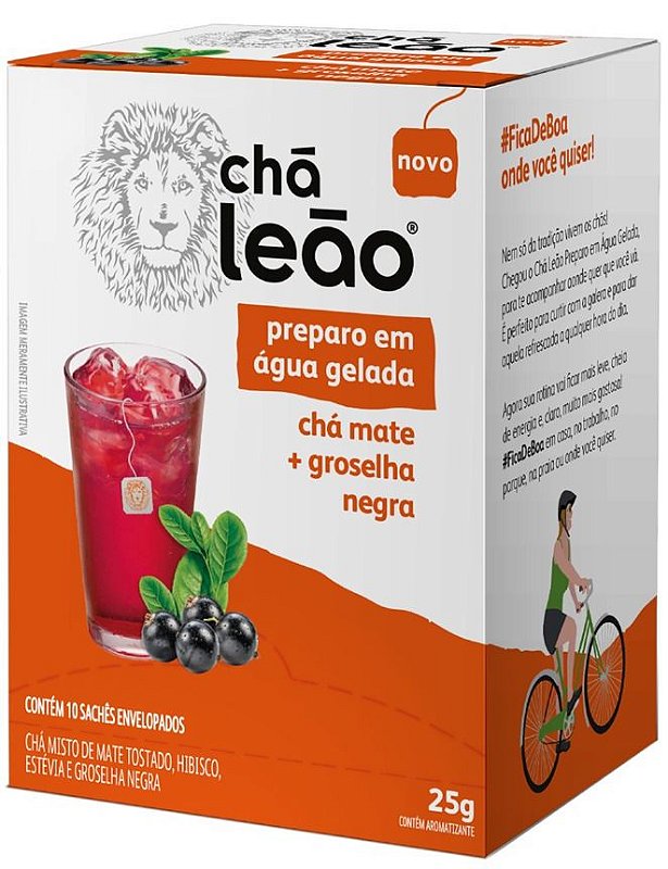 Chá leão mate + groselha negra com 10 sachês - Cha leao