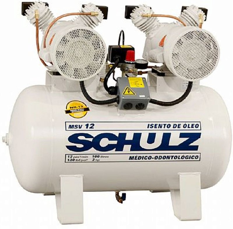 Compressor de Ar Odontológico Schulz 2x1 HP 100 Litros monofasico