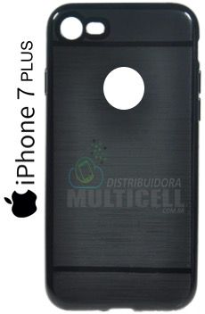 CAPA CASE DE SILICONE TPU TOP BLACK APLLE IPHONE 7 PLUS PRETA ESCOVADA -  Distribuidora Multicell a mais completa em peças,componentes e acessórios  para celular e tablet