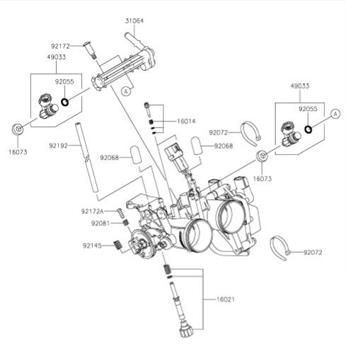 CORPO DE INJEÇÃO (BORBOLETA) KAWASAKI NINJA 300 / 2013 A 2015
