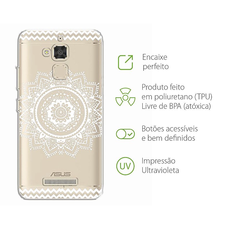 Capa Case Capinha para Zenfone 3 max zc520tl - Mandala Branca - 99capas -  Capinhas e cases personalizadas para celular