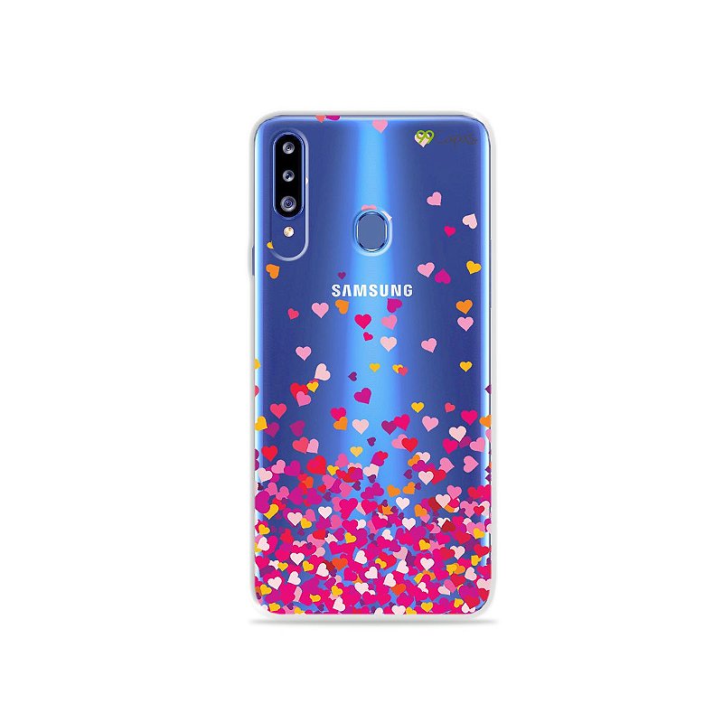 Capa para Galaxy A20s Corações Rosa 99capas Capinhas e cases personalizadas para celular Capa para Galaxy A20s Corações Rosa 99capas Capinhas e cases personalizadas para celular