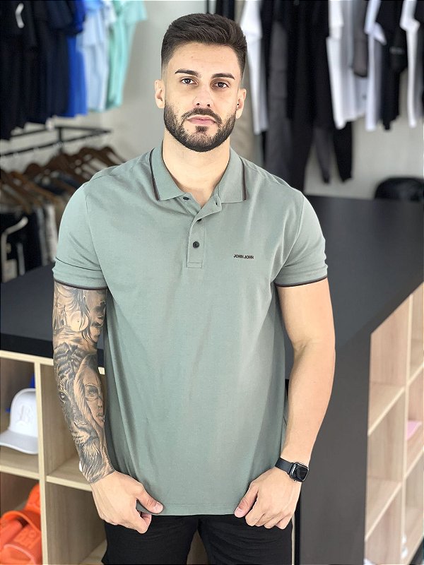 Camisa Polo John John Reta Logo Branca - Compre Agora