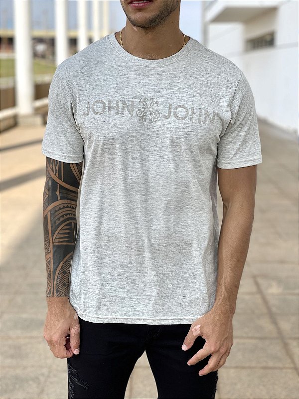 Camiseta John John Basic Logo Mescla Masculina - Cinza