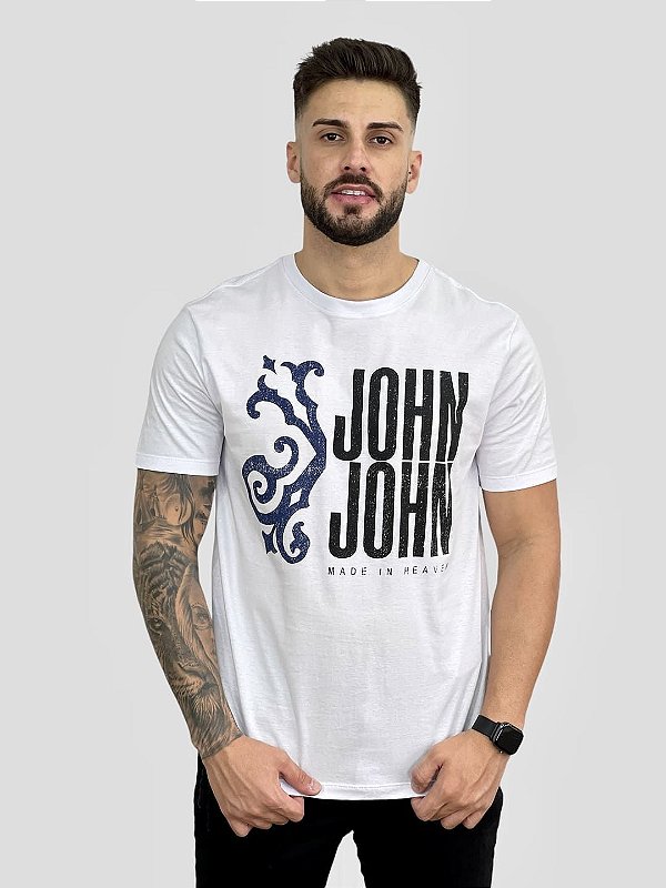 Camisa Polo John John Reta Logo Branca - Compre Agora
