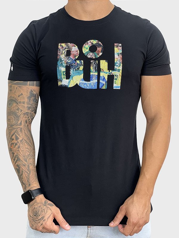 Camiseta Masculina Longline Preta Paetê Multicolor Buh - Imperium Store |  Loja de roupas multimarcas masculina