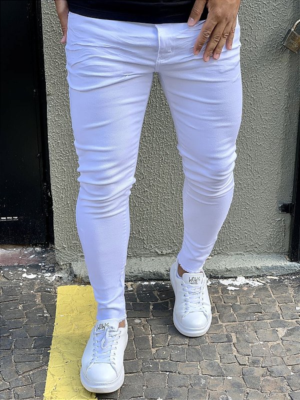 Calça Jeans Masculina Super Skinny Branca Basica Sem Rasgo - Imperium Store  | Loja de roupas multimarcas masculina