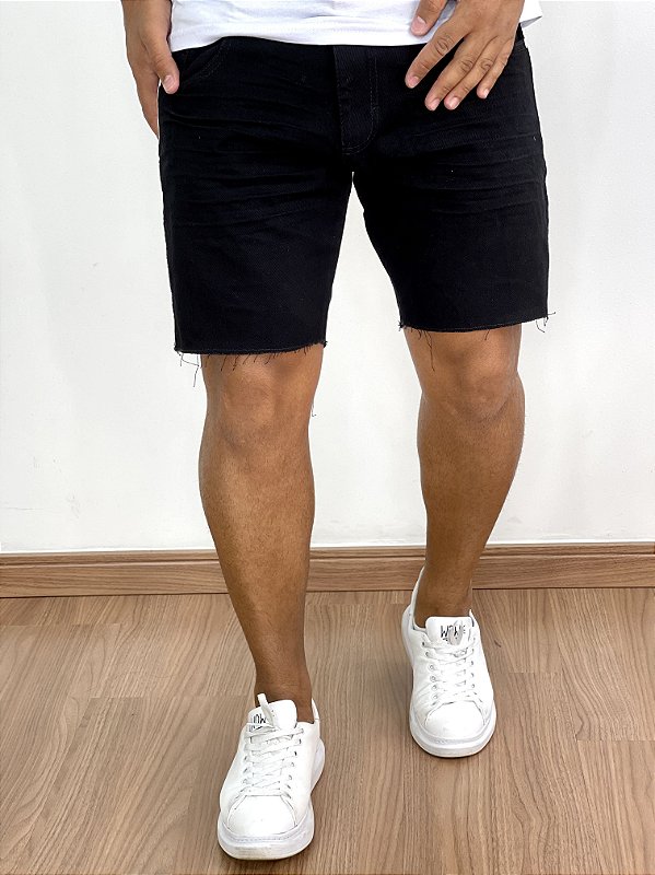 Bermuda Jeans Masculina Preta Faixa Lateral Branca - Imperium Store | Loja  de roupas multimarcas masculina
