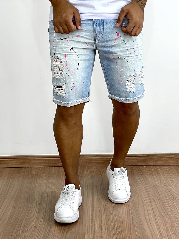 Bermuda Jeans Masculina Clara Destroyed Com Respingo - Imperium Store |  Loja de roupas multimarcas masculina